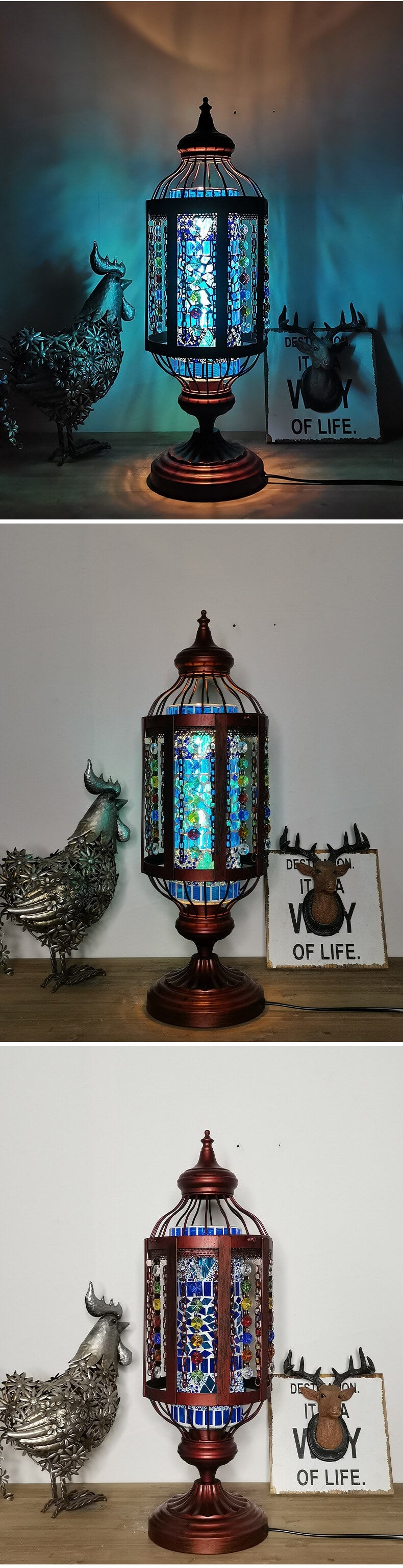 OttomaGlow Vintage Türkische Tischlampe | Buntglas-Laterne | 1-flammig | Orientalisches Design