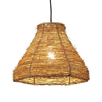 RattanDome Retro Pendelleuchte | Handgewebtes Rattan-Design | 1-Licht | Natürliche Wohnbeleuchtung