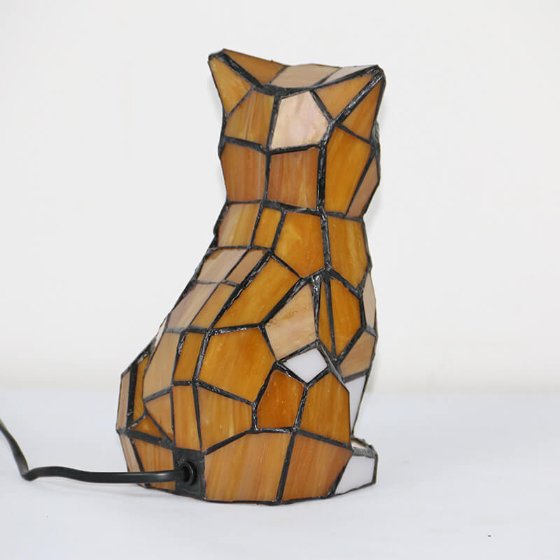 Pawlume Tiffany Tischlampe | Kreatives Katzen-/Hunde-Design | Nachtlicht | Handgefertigtes Buntglas | Dekoratives Stimmungslicht