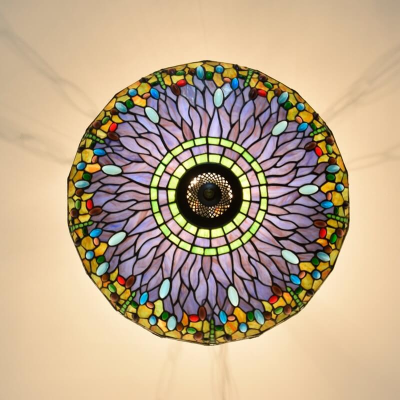 DragonLuxe Tiffany-Kronleuchter | Buntes Glasdesign | Libellenmotiv | 3-Licht Hängeleuchte | Vintage & Elegant