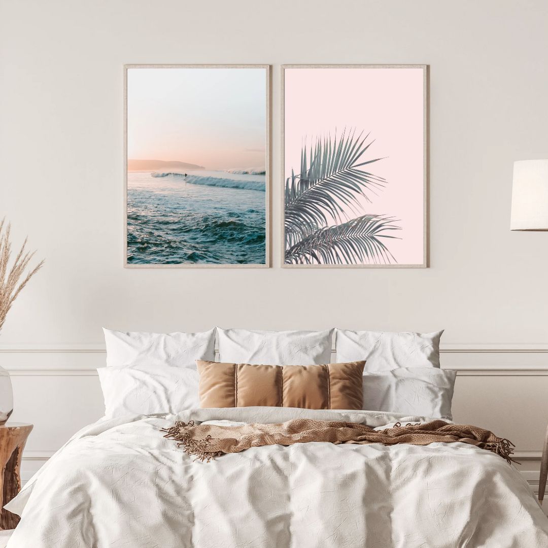 CoastalVibes Leinwand 2er-Set | Strand- und Meeresdesign | Wanddekoration für Zuhause | Zeitlose Eleganz