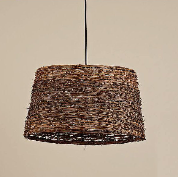 RattanDome Retro Pendelleuchte | Handgewebtes Rattan-Design | 1-Licht | Natürliche Wohnbeleuchtung