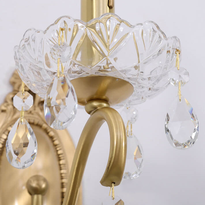 Crystaléa Wandlampe im französischen Vintage-Stil | Messing & Kristall | Elegante Beleuchtung für Zuhause