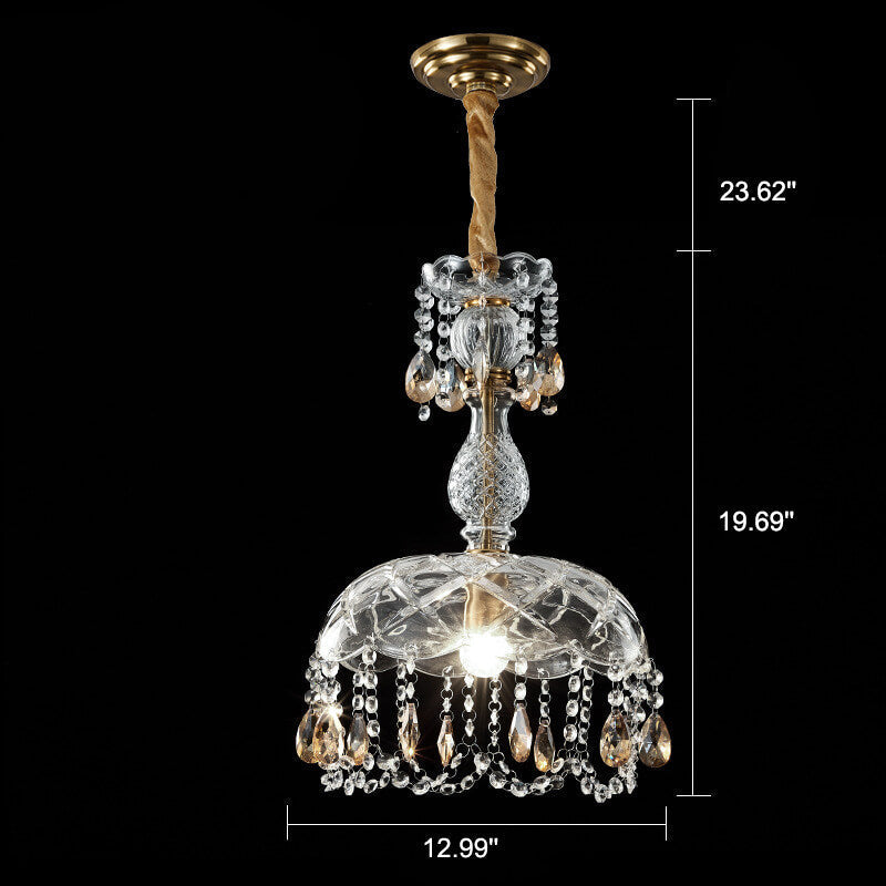 CrystalVive Pendelleuchte | Luxus Kristallkuppel | Moderne 1-Licht Hängelampe | Elegante Beleuchtung für Zuhause