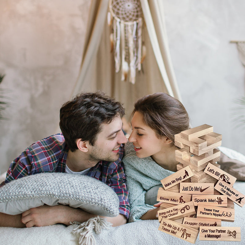 BlockBuster Naughty Jenga Spiel | Stapelspiel für Erwachsene | Lustiges Partyspiel | Familienspaß & Geschenkidee