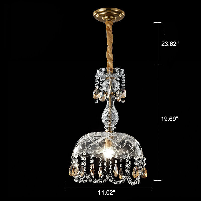 CrystalVive Pendelleuchte | Luxus Kristallkuppel | Moderne 1-Licht Hängelampe | Elegante Beleuchtung für Zuhause