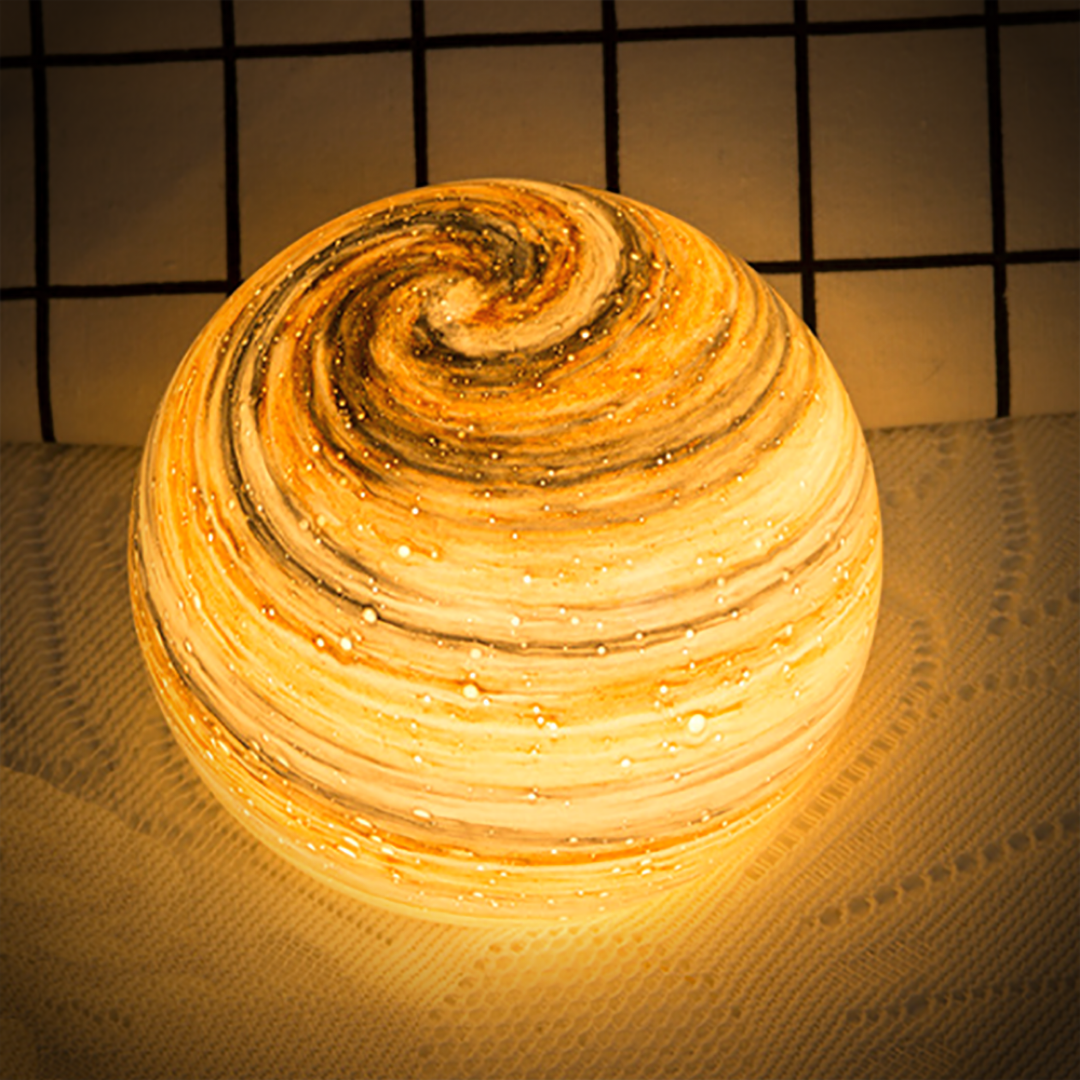 CelestialGlass Mondlampe | Elegante LED-Glaslampe | Stimmungslicht für Zuhause | Planetarische Deko | USB-Aufladung
