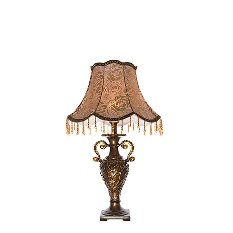 LumiVintage Europäische Tischlampe | Antikes Design | Stoffschirm | Stimmungsvolle Beleuchtung