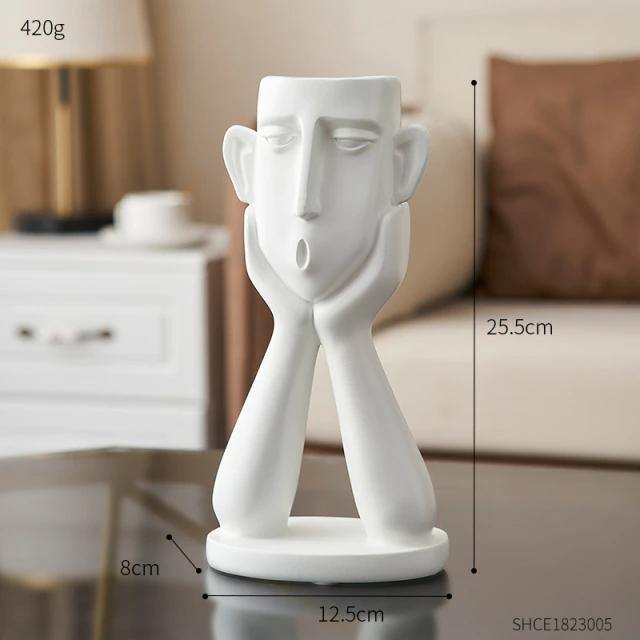 EmotionFaces Keramik Pflanztopf-Skulpturen Trio | Künstlerisches Design | Dekorative Pflanzgefäße