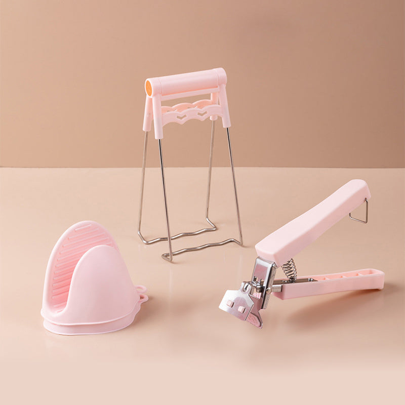 SafeGrip Küchen-Verbrennungs-Schutz Set | Heiße Plattengreifer & Edelstahl-Schüsselclip & Silikonhandschuhe | Hitzebeständiges Küchenzubehör