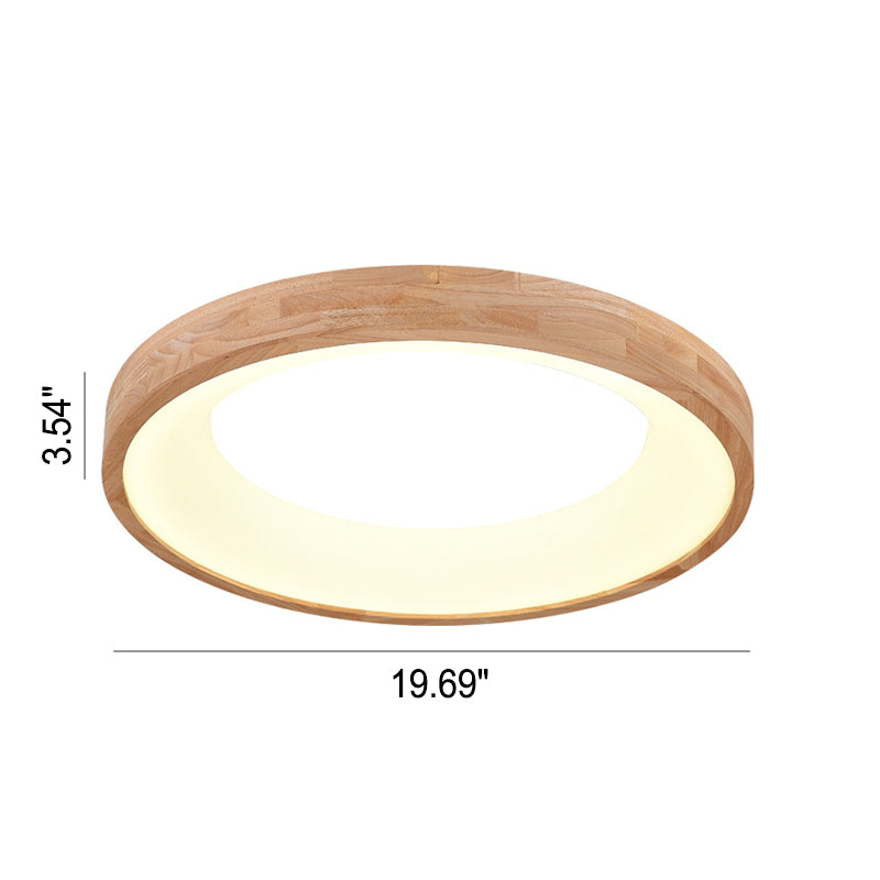 ScandiAura Holz LED Deckenleuchte | Minimalistisches Runddesign | Warmes Licht | Energiesparend