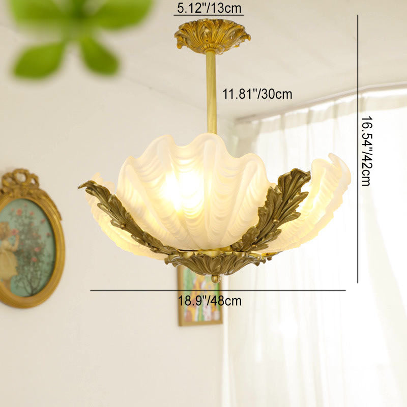 ShellLux Kronleuchter im Art-Deco-Stil | Muschelform mit Messingrahmen | 3/4 Lichter | Für Wohnzimmer