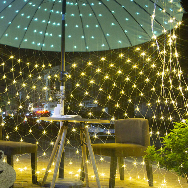 SolarNet Glow Outdoor LED Lichterkette | Fischnetz Design | Solarbetrieben | Stimmungsvolles Licht für Garten und Balkon