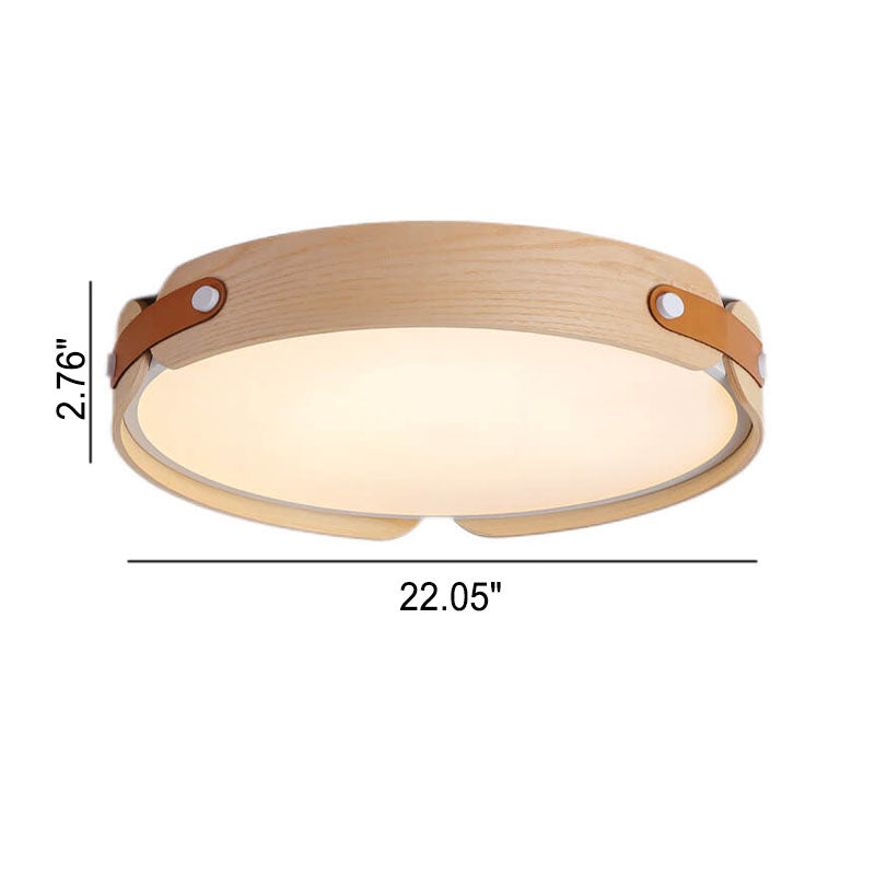 Lunaria Nova LED Deckenleuchte | Minimalistisches Design | Massivholz & Lederoptik | Dimmbar