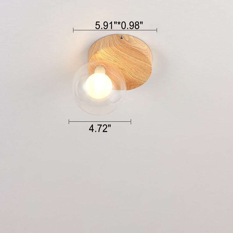 Luniro Minimalistische Deckenleuchte | Glas & Holzoptik | Semi-Flush-Mount | Japanisches Design