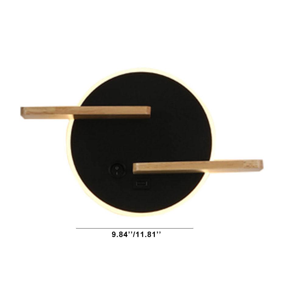 Nordic Creative Flat Round 1-Light LED Wall Sconce Lamp With USB Port And Switch