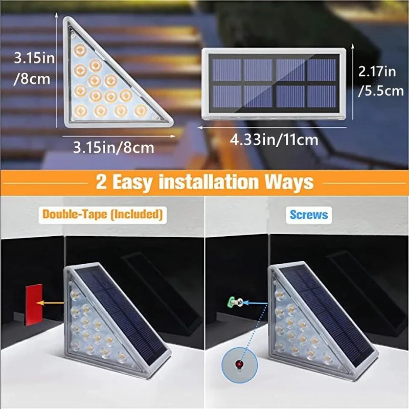 SolarStep LED Außenleuchten | Solarbetriebene Stufenbeleuchtung | Warmweiß & Kaltweiß