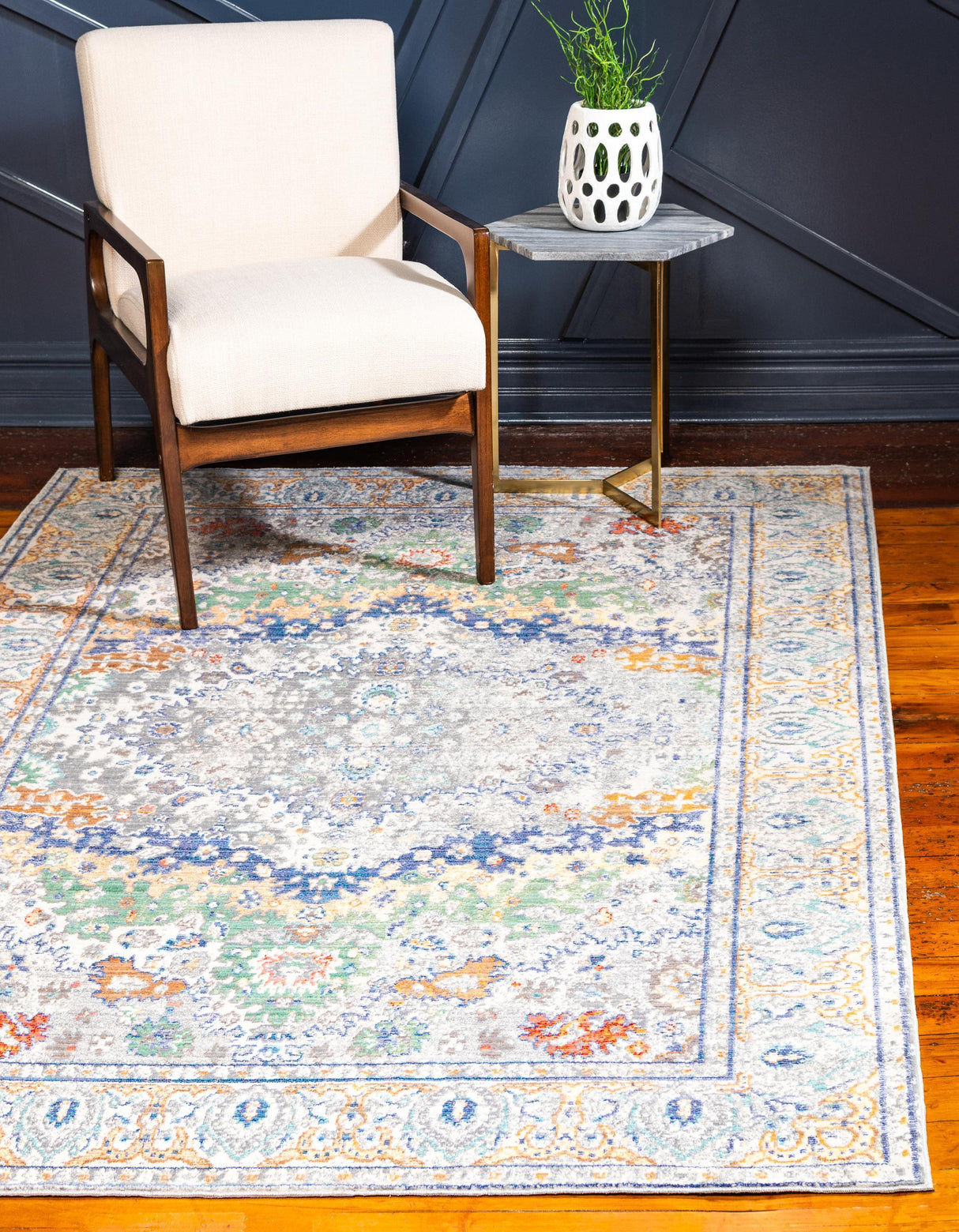 GrayBlue Luxe Teppich | Rechteckiger Teppich in Grau & Blau | Modernes Design für Wohnzimmer & Schlafzimmer