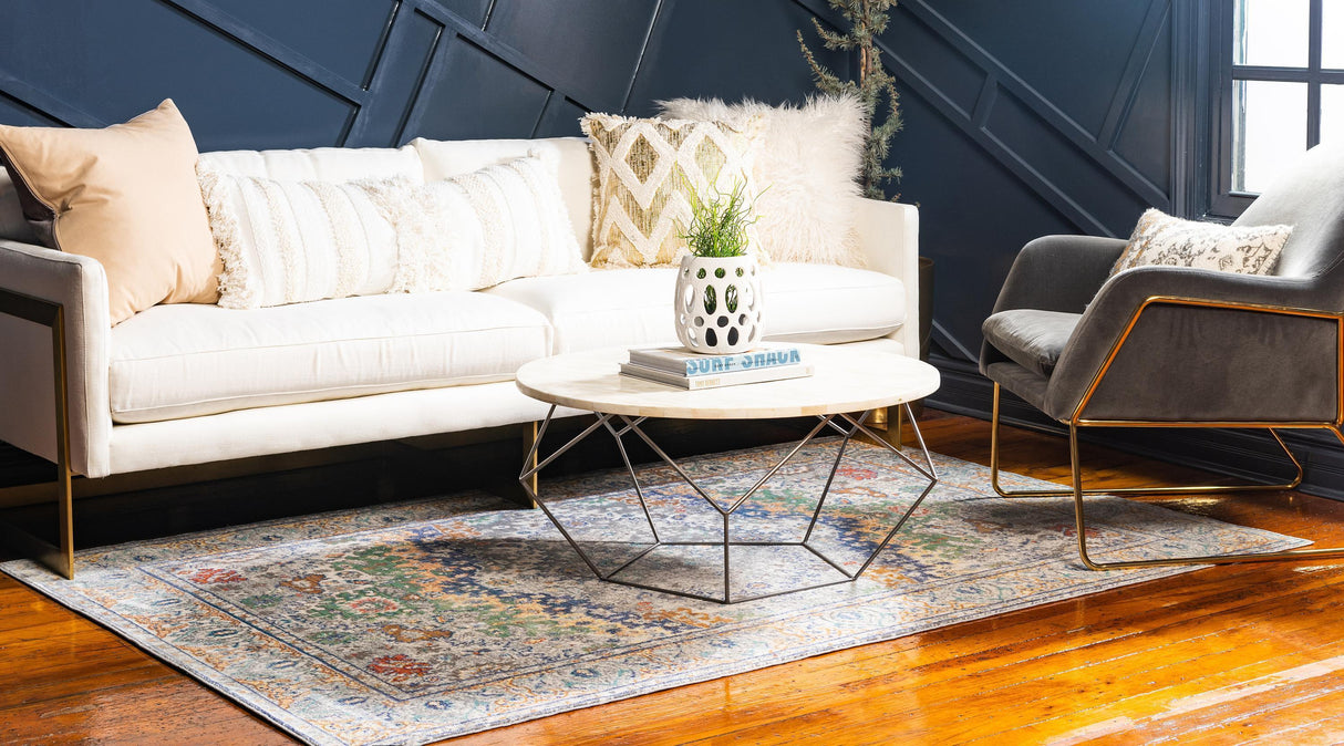 GrayBlue Luxe Teppich | Rechteckiger Teppich in Grau & Blau | Modernes Design für Wohnzimmer & Schlafzimmer