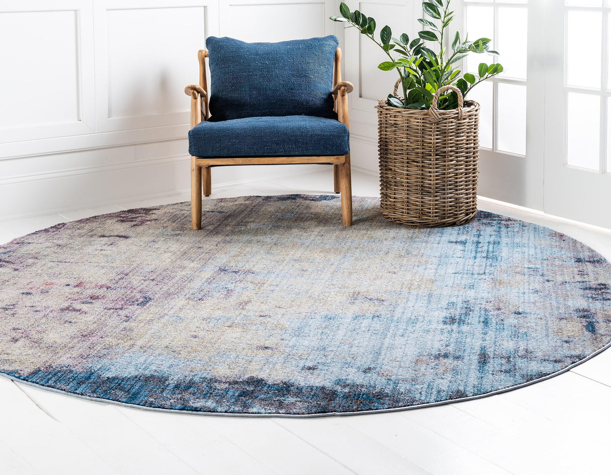 BlueHaven Eleganz Teppich | Moderne Blau-Grau Area Rug | Rechteckig & Rund