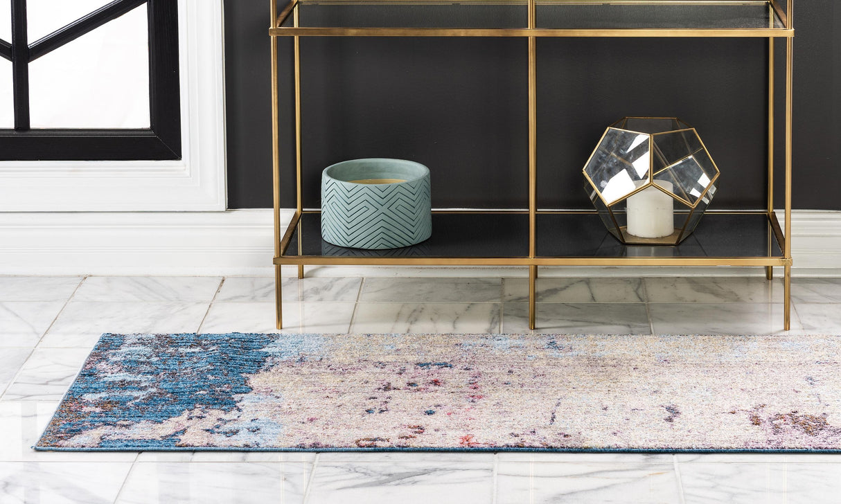 BlueHaven Eleganz Teppich | Moderne Blau-Grau Area Rug | Rechteckig & Rund