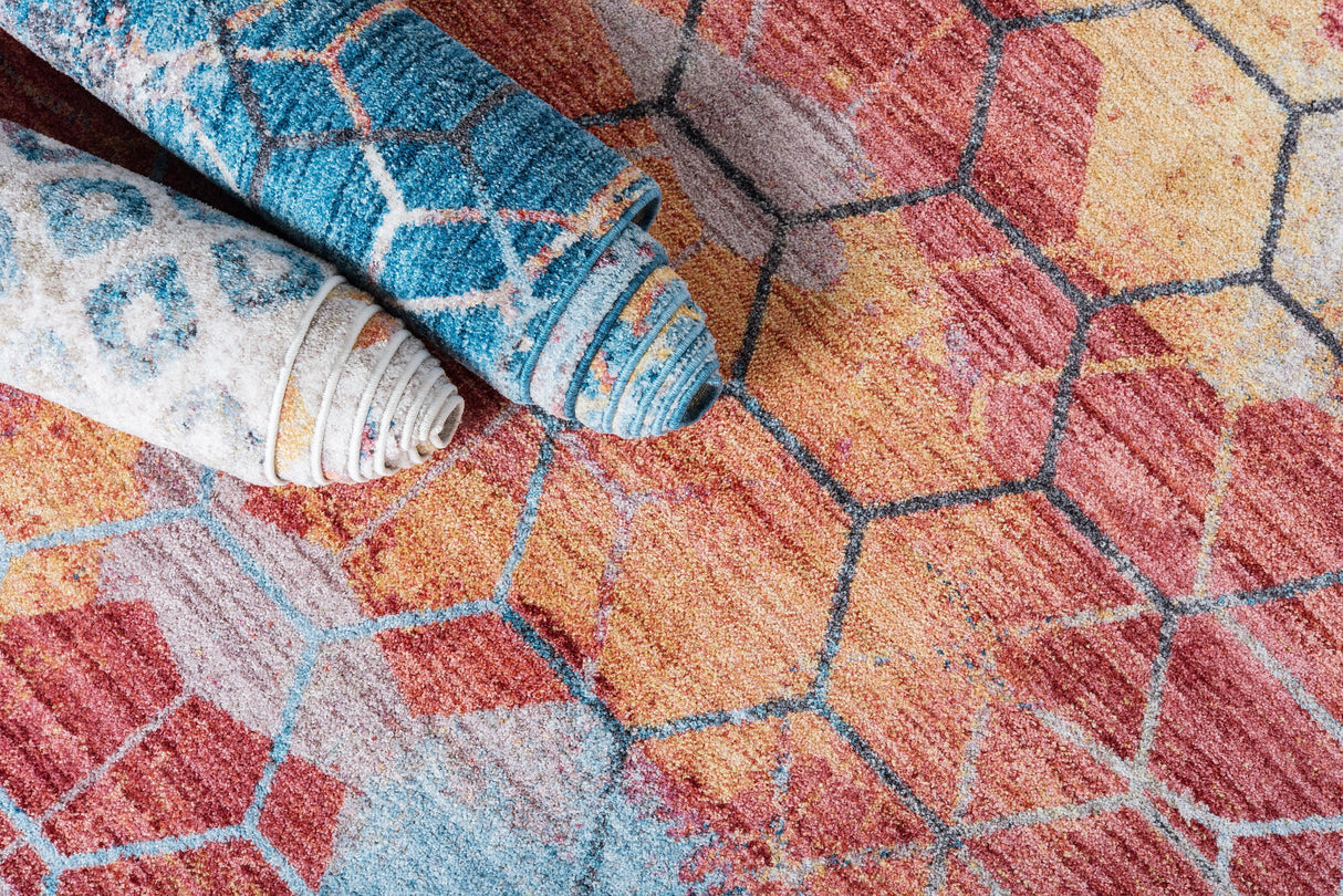 ColorPatch Regenbogen Teppich | Quadratmuster Teppich | Moderne Farben & Designs