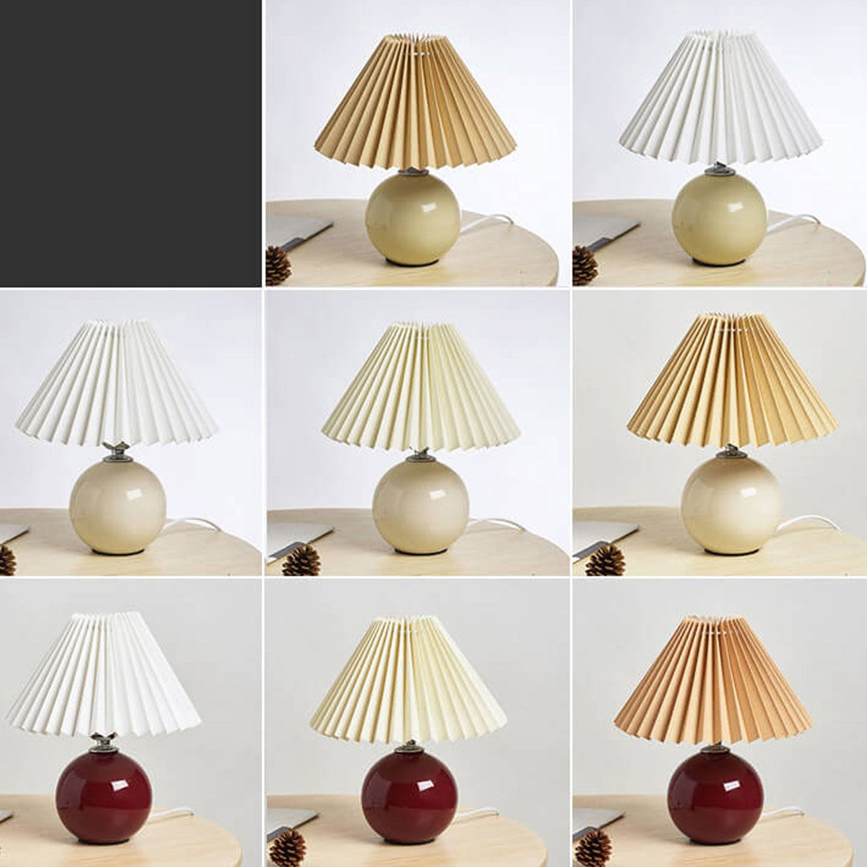GlowEase Pleated Design Tischlampe | Keramikbasis | Stimmungslicht | Minimalistisches Design | Deko für Zuhause