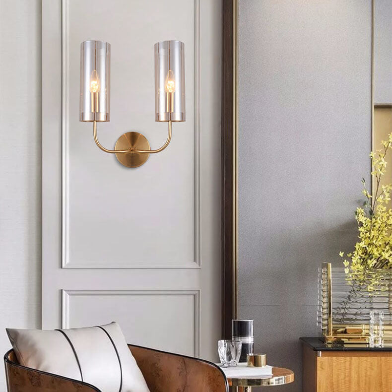 AstraGlas | Glas-Eisen Wandleuchte | 1- oder 2-flammig | Cognac & Hellblau