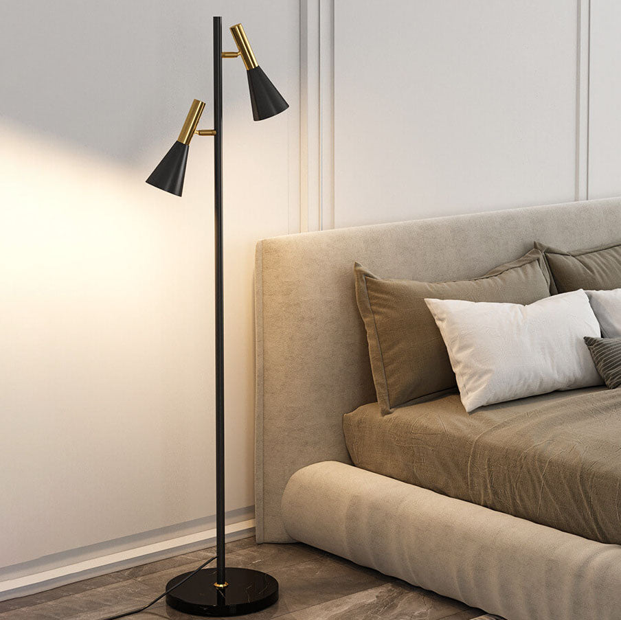 LumoHorn Nordic Design Stehlampe | Minimalistische Drehbare 2-Licht Lampe | Modernes Stehleuchten-Design