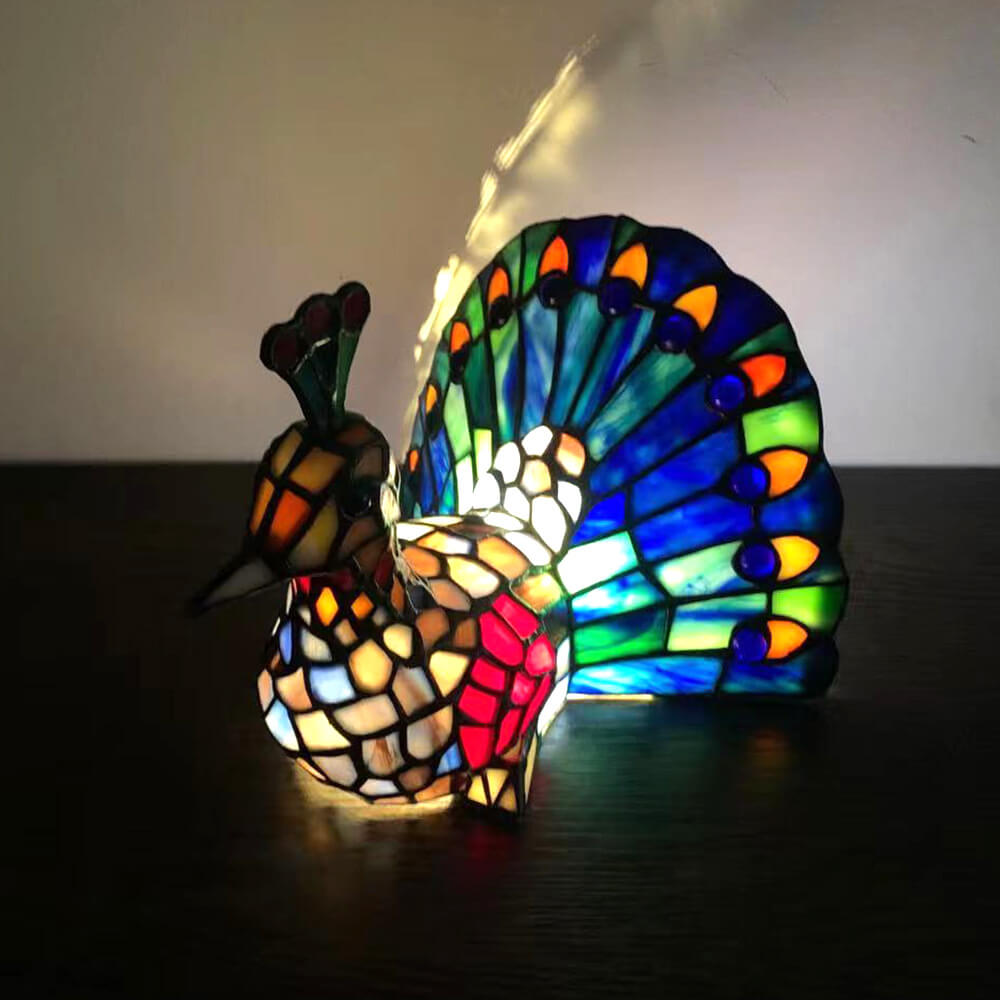 GlasVivo Tiermotive Tischlampe | Buntglas | Kreative Tiffany Deko | LED 1-Flammig