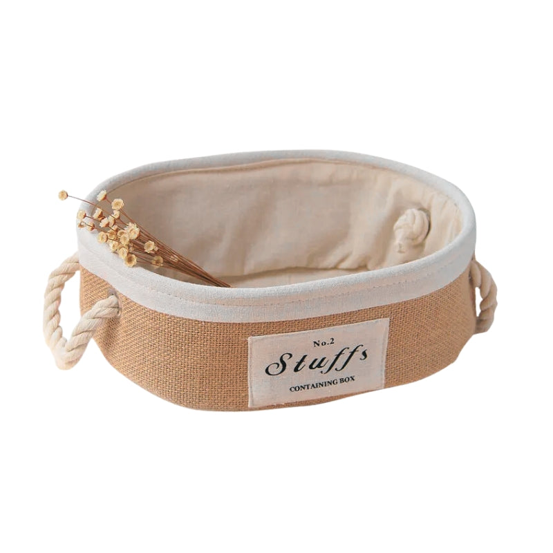 RosaLinen Französische Jute-Aufbewahrungskörbe | Elegante Lagerlösungen | Perfekt für Zuhause und Büro