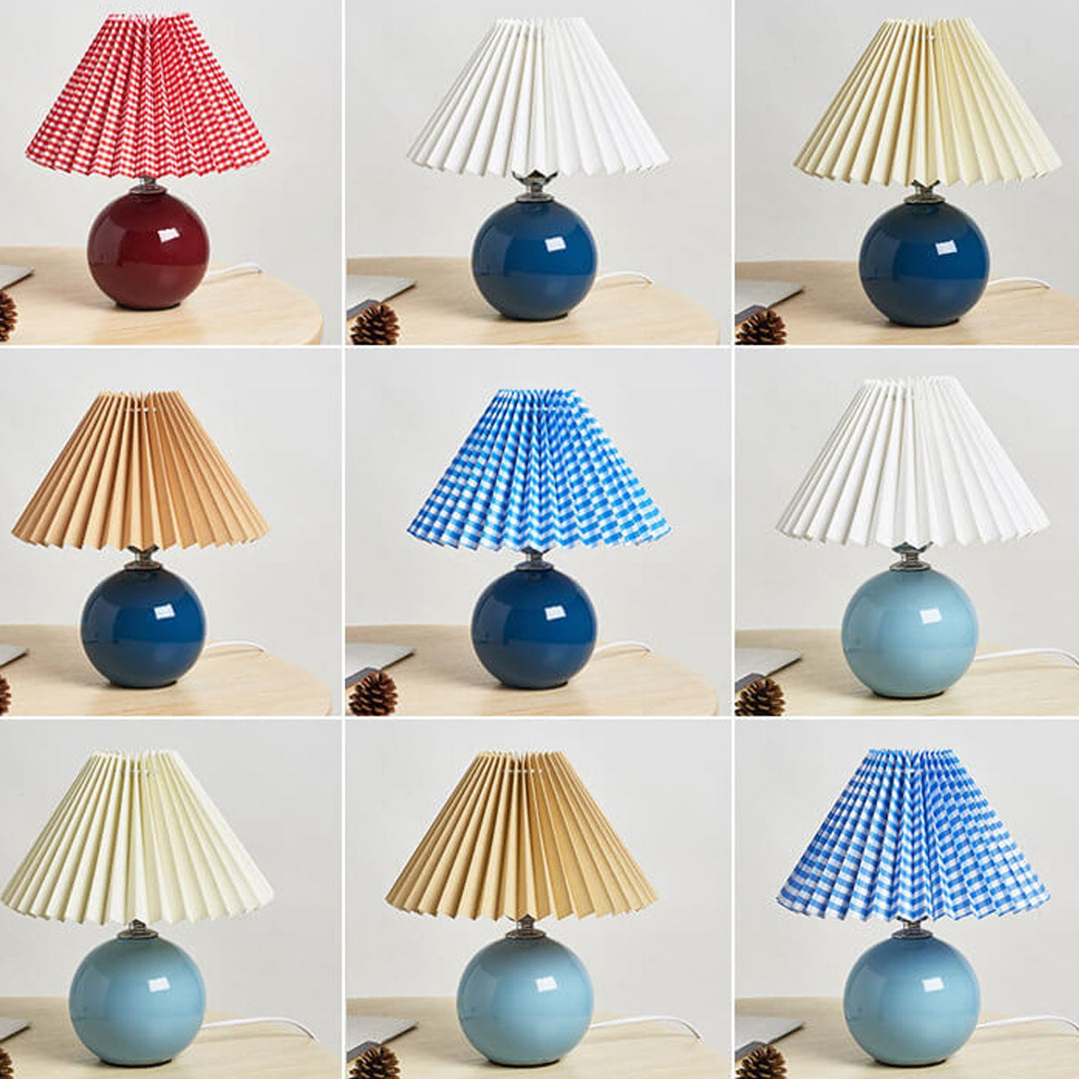 GlowEase Pleated Design Tischlampe | Keramikbasis | Stimmungslicht | Minimalistisches Design | Deko für Zuhause
