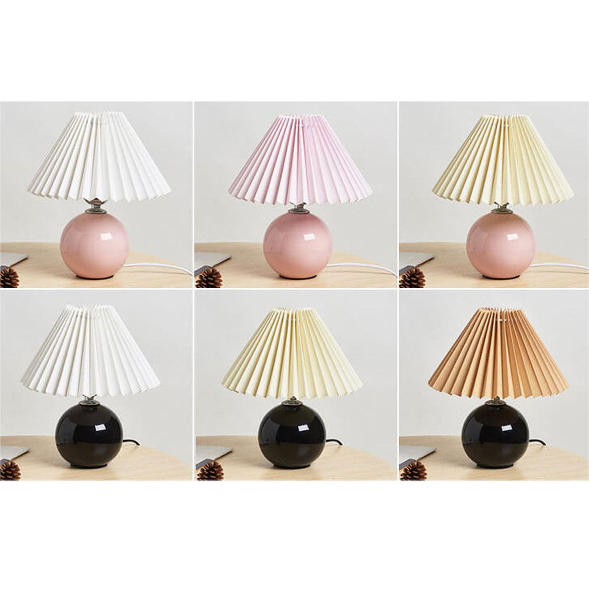 GlowEase Pleated Design Tischlampe | Keramikbasis | Stimmungslicht | Minimalistisches Design | Deko für Zuhause