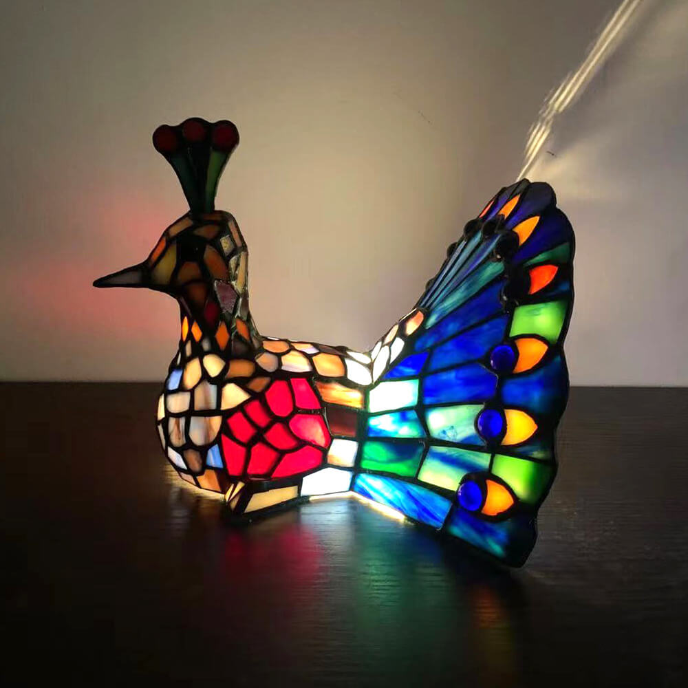 GlasVivo Tiermotive Tischlampe | Buntglas | Kreative Tiffany Deko | LED 1-Flammig