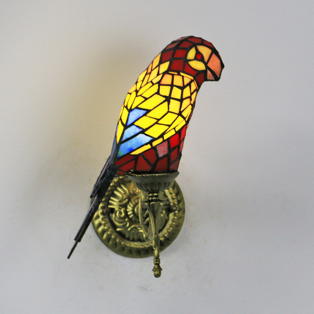 ParrotGlow Tiffany Wandlampe | Vintage Design | Buntglas & Papagei-Optik | 1-flammig