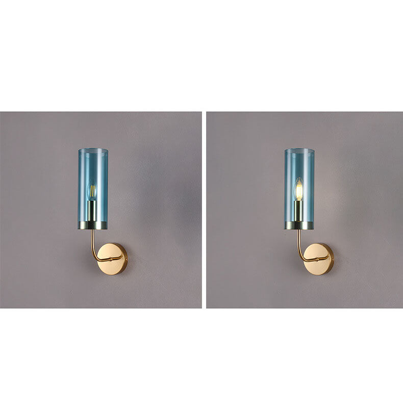 AstraGlas | Glas-Eisen Wandleuchte | 1- oder 2-flammig | Cognac & Hellblau