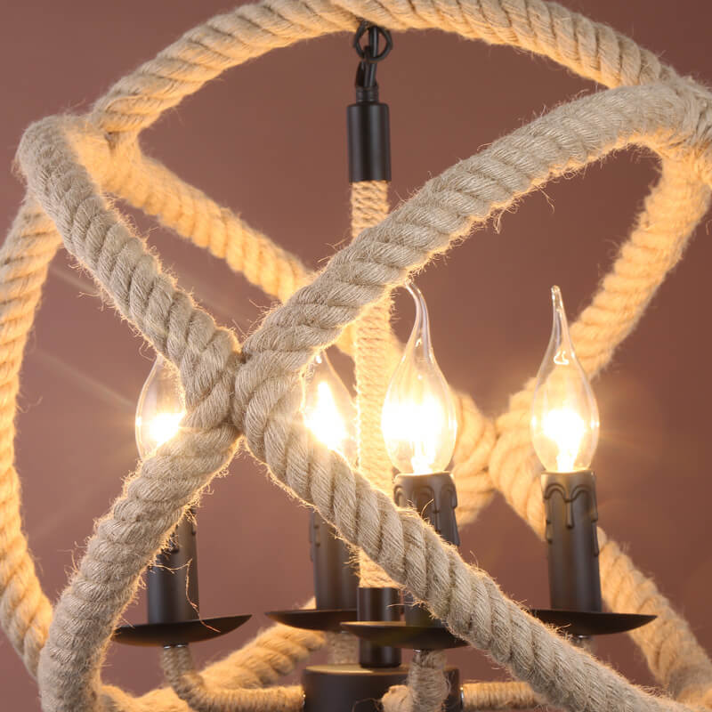 RopeGlow – Industrielle Hanfseil Kronleuchter | Kerzenleuchten | Rustikale Eleganz für Ihr Zuhause
