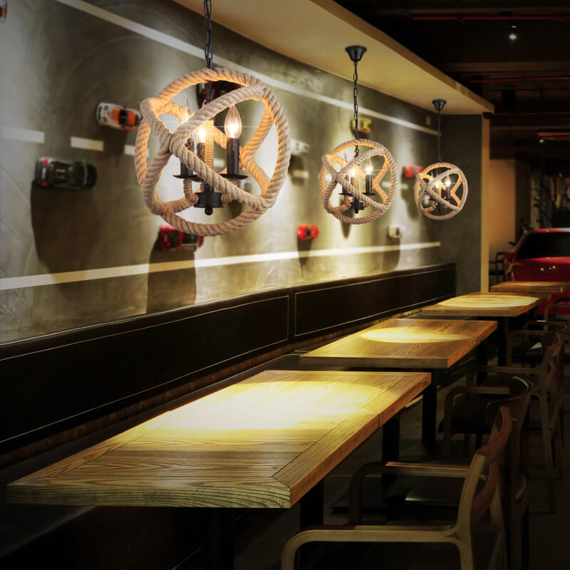 RopeGlow – Industrielle Hanfseil Kronleuchter | Kerzenleuchten | Rustikale Eleganz für Ihr Zuhause