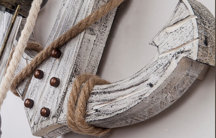 Nautica Vintage Anker Wandleuchte | Industrieller Stil | Solides Holz | Einflammige Lampe | Dekorative Beleuchtung für Zuhause