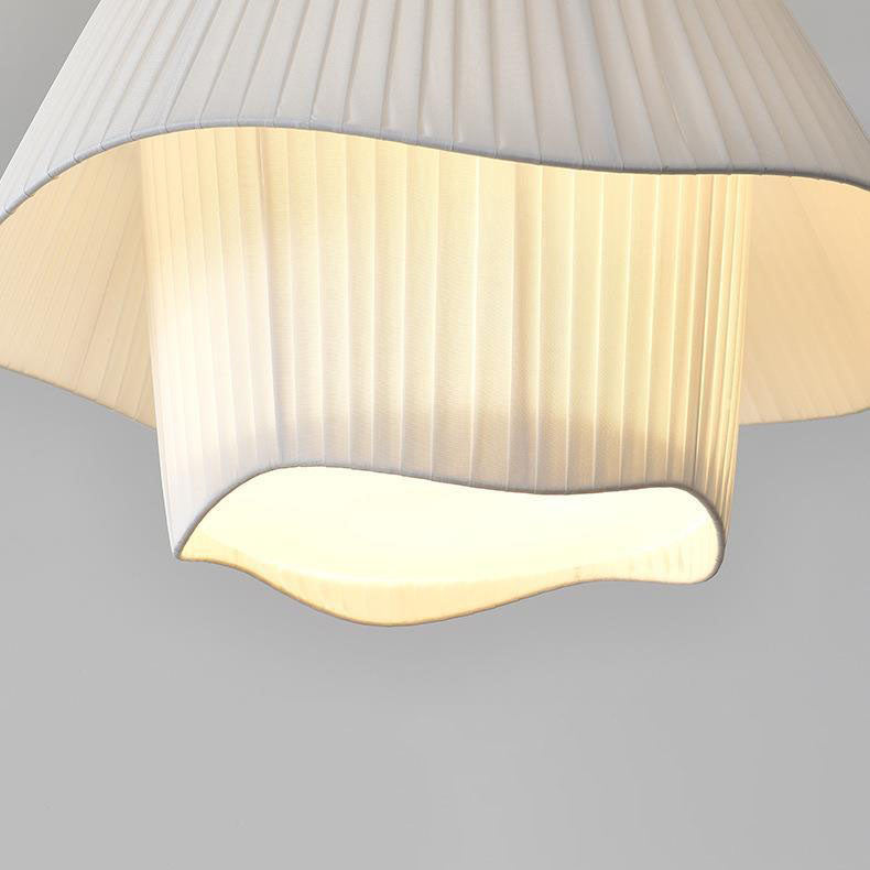 AetherLume Pendelleuchte im skandinavischen Stil | Runder Schirm aus Eisen, Acryl & Stoff | 4/5 Lichter | Für Wohnzimmer