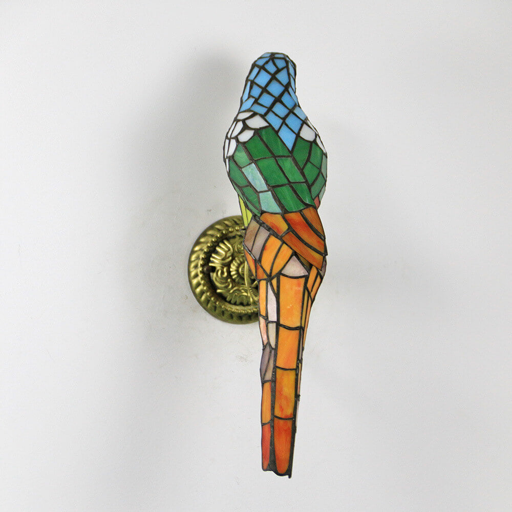 ParrotGlow Tiffany Wandlampe | Vintage Design | Buntglas & Papagei-Optik | 1-flammig