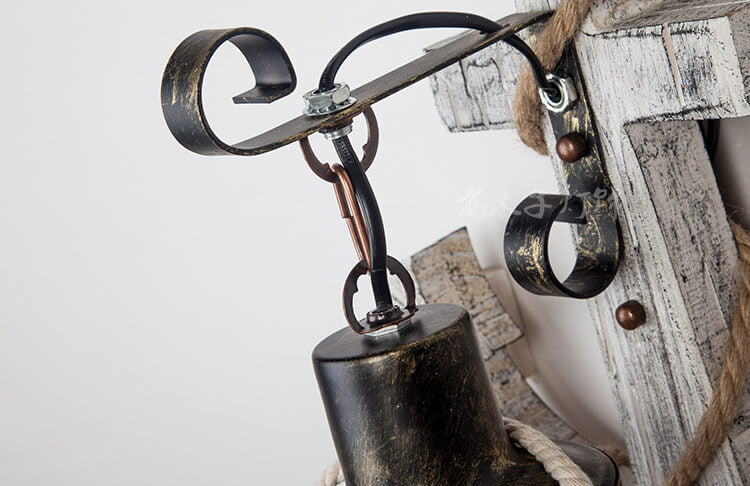 Nautica Vintage Anker Wandleuchte | Industrieller Stil | Solides Holz | Einflammige Lampe | Dekorative Beleuchtung für Zuhause