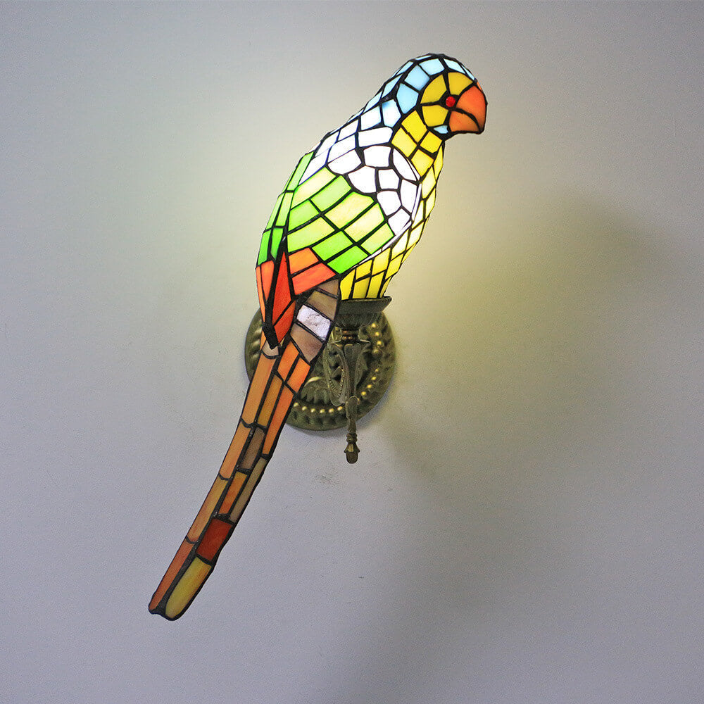 ParrotGlow Tiffany Wandlampe | Vintage Design | Buntglas & Papagei-Optik | 1-flammig