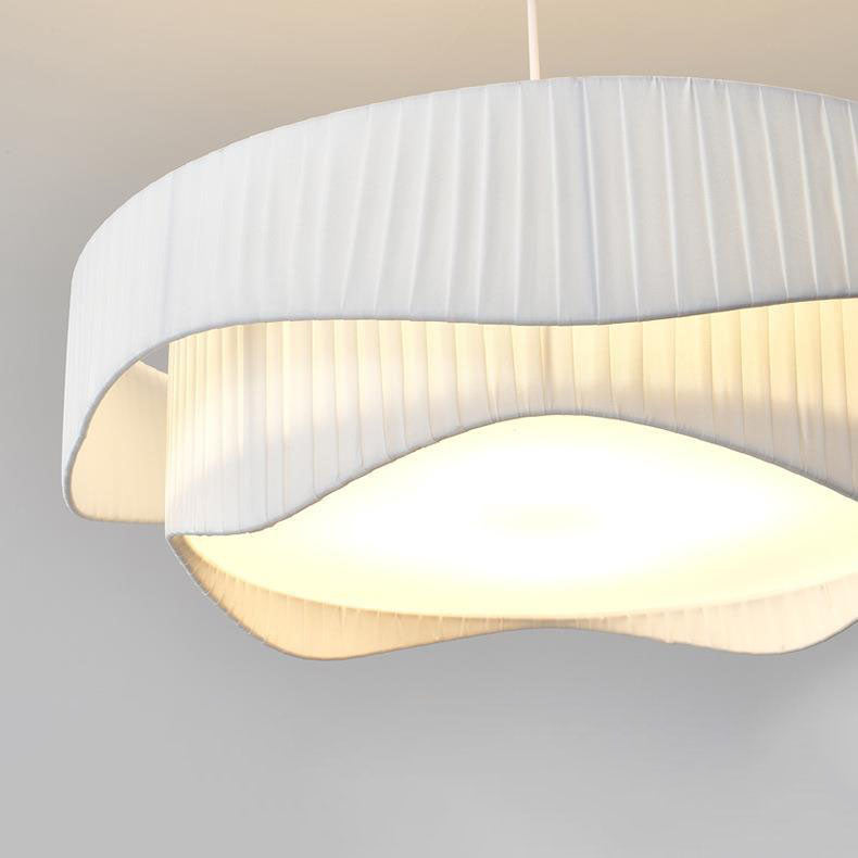 AetherLume Pendelleuchte im skandinavischen Stil | Runder Schirm aus Eisen, Acryl & Stoff | 4/5 Lichter | Für Wohnzimmer