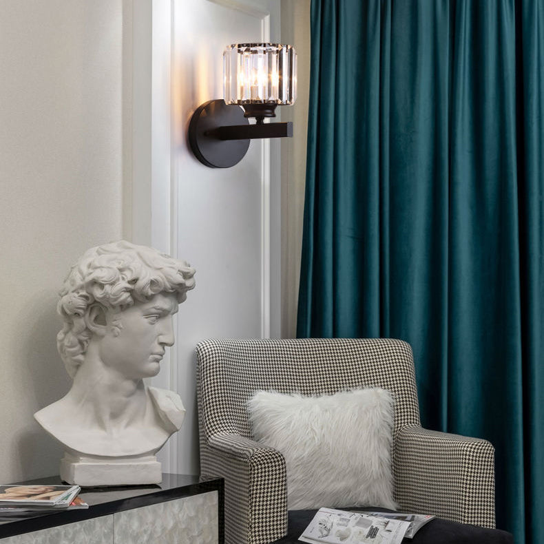 RadiantVell Wandlampe im modernen Minimalismus | Ovaler Kristall-Zylinder | 1 Licht | Elegantes Design für Schlafzimmer & Wohnzimmer