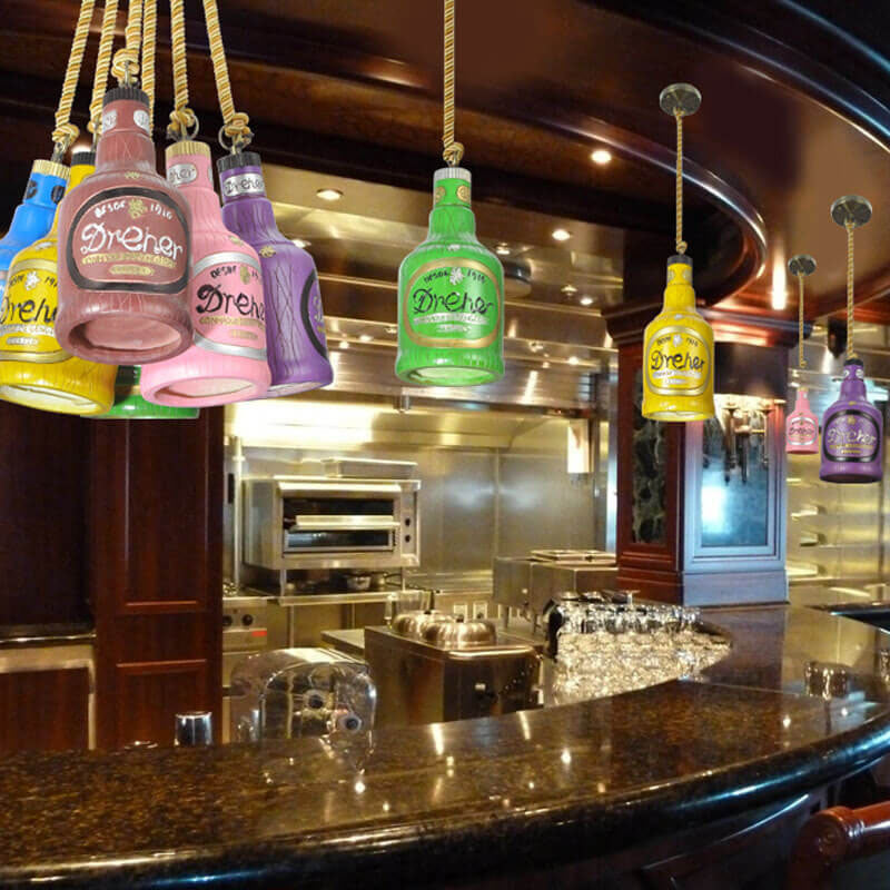 LumiVita Farbenfrohe Flaschen-Pendelleuchte | 1-Licht | Harzdesign | Verschiedene Größen & Farben | Stilvolle Beleuchtung