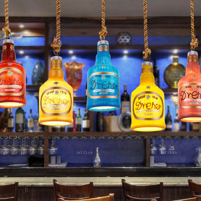 LumiVita Farbenfrohe Flaschen-Pendelleuchte | 1-Licht | Harzdesign | Verschiedene Größen & Farben | Stilvolle Beleuchtung