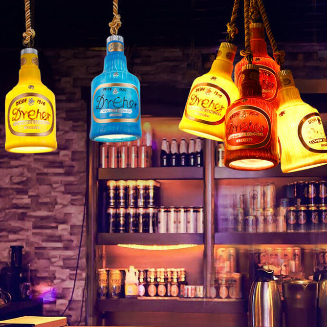 LumiVita Farbenfrohe Flaschen-Pendelleuchte | 1-Licht | Harzdesign | Verschiedene Größen & Farben | Stilvolle Beleuchtung