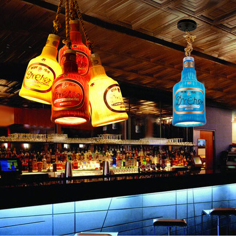 LumiVita Farbenfrohe Flaschen-Pendelleuchte | 1-Licht | Harzdesign | Verschiedene Größen & Farben | Stilvolle Beleuchtung