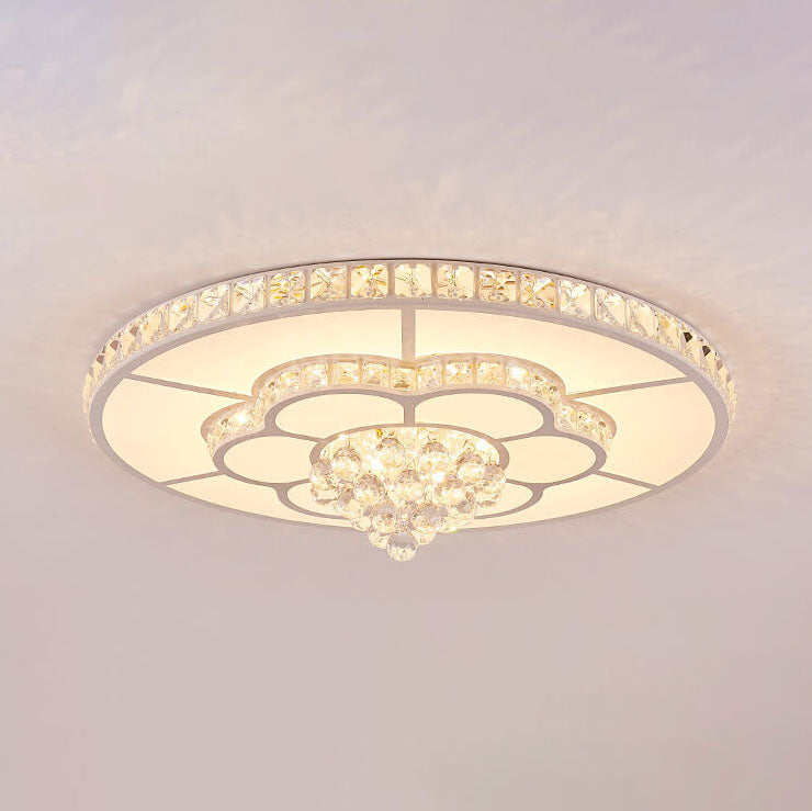 Crystalum Luxe LED Deckenleuchte | Moderner Kristall-Flush Mount | Dimmbare Luxusbeleuchtung